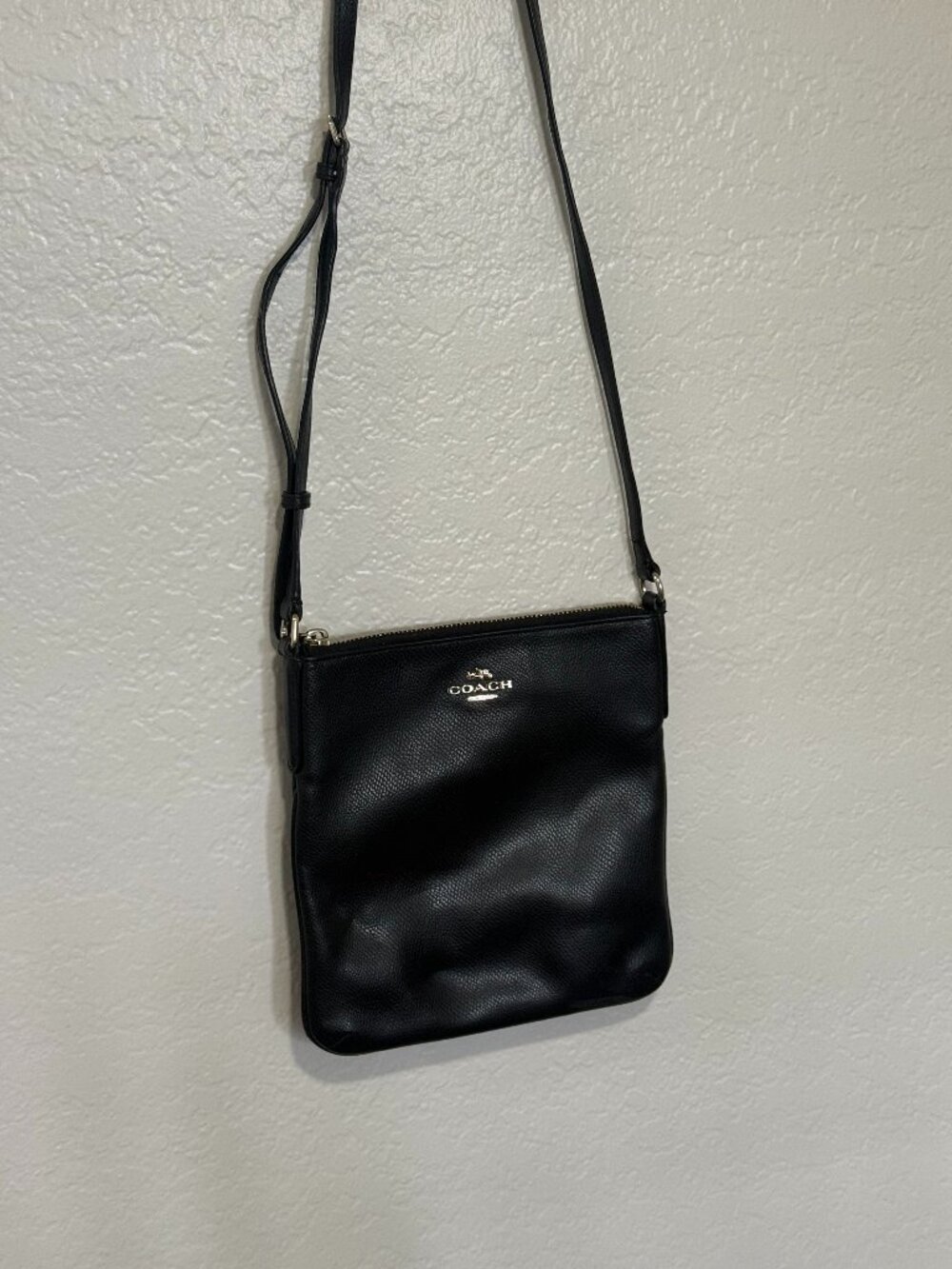 COACH Black Crossgrain Leather North South Crossbody Bag F36063